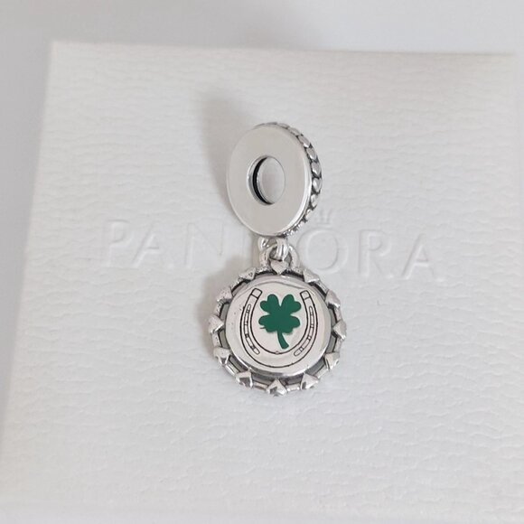 Pandora Ireland Exclusive Country Irish Dangle Clover Horseshoe Dangle Charm - Picture 2 of 8